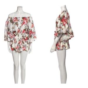 LPA floral print scoop neck romper size XS